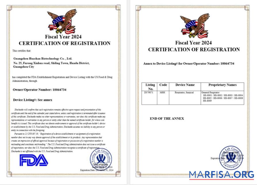 Printable USA certificate of registration Word and PDF template